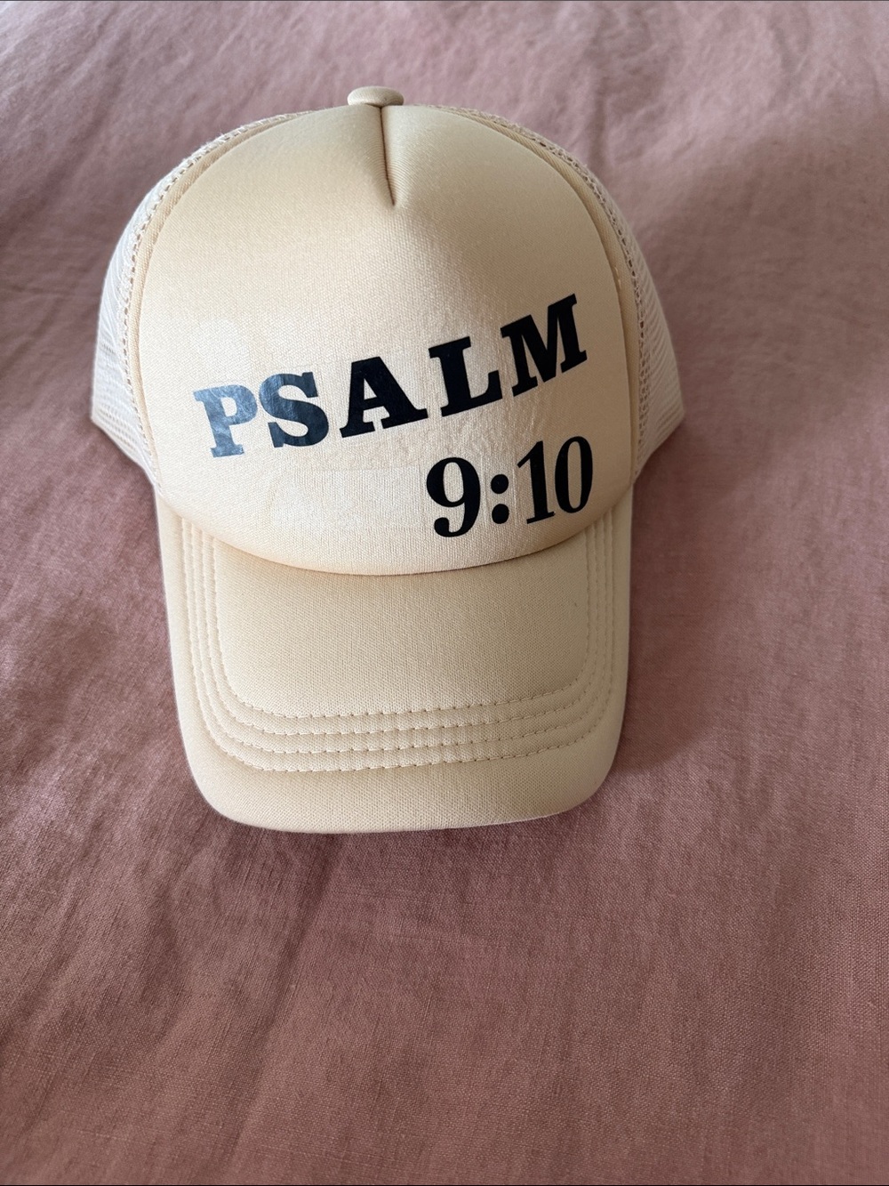 PSALM 9:10  Beige Trucker Hat